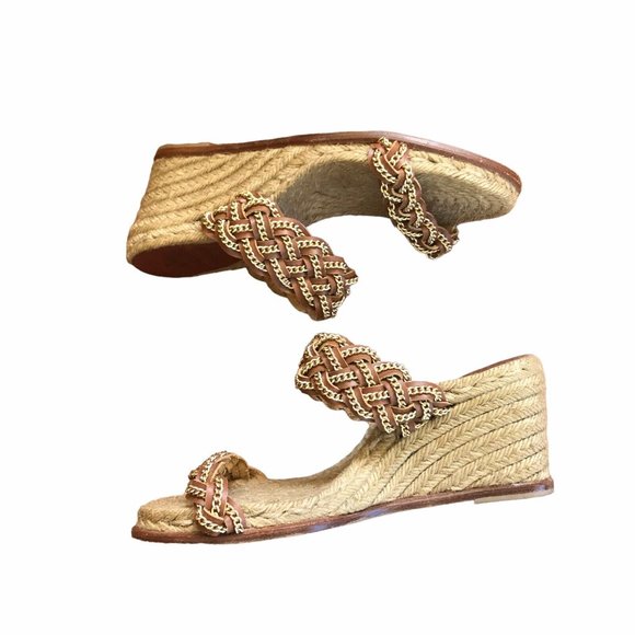 Christian Louboutin Braided Chain Brown Leather Espadrille Size 7.5 - Picture 4 of 5